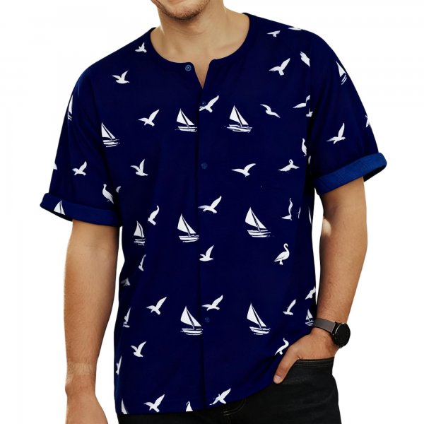 Nautical Sailboat & Seagull Print Shirt