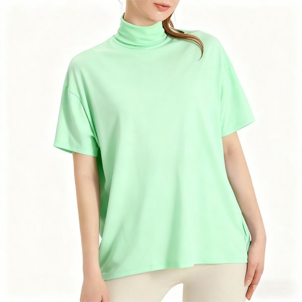 Mint Green Oversized Turtleneck T-Shirt